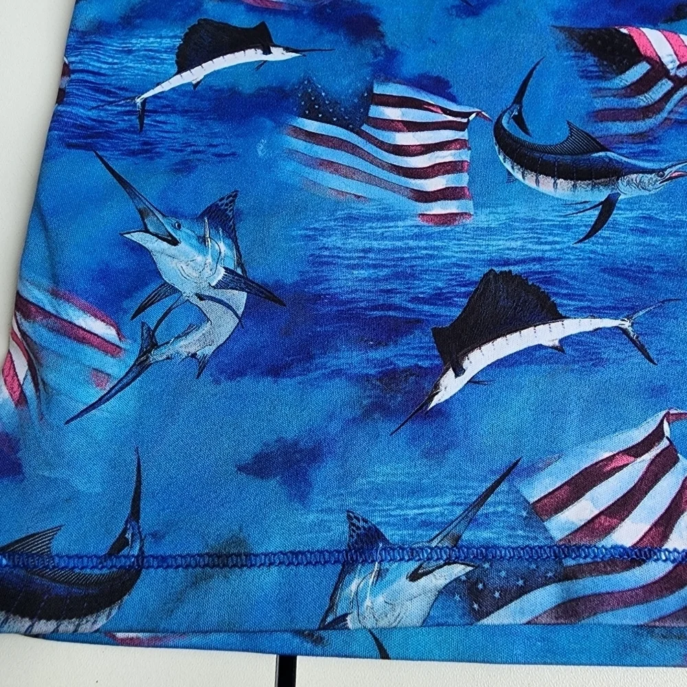 Reel Legends Boys Sword Flag Fish Print Activewear Long Sleeve Shirt L 14/16